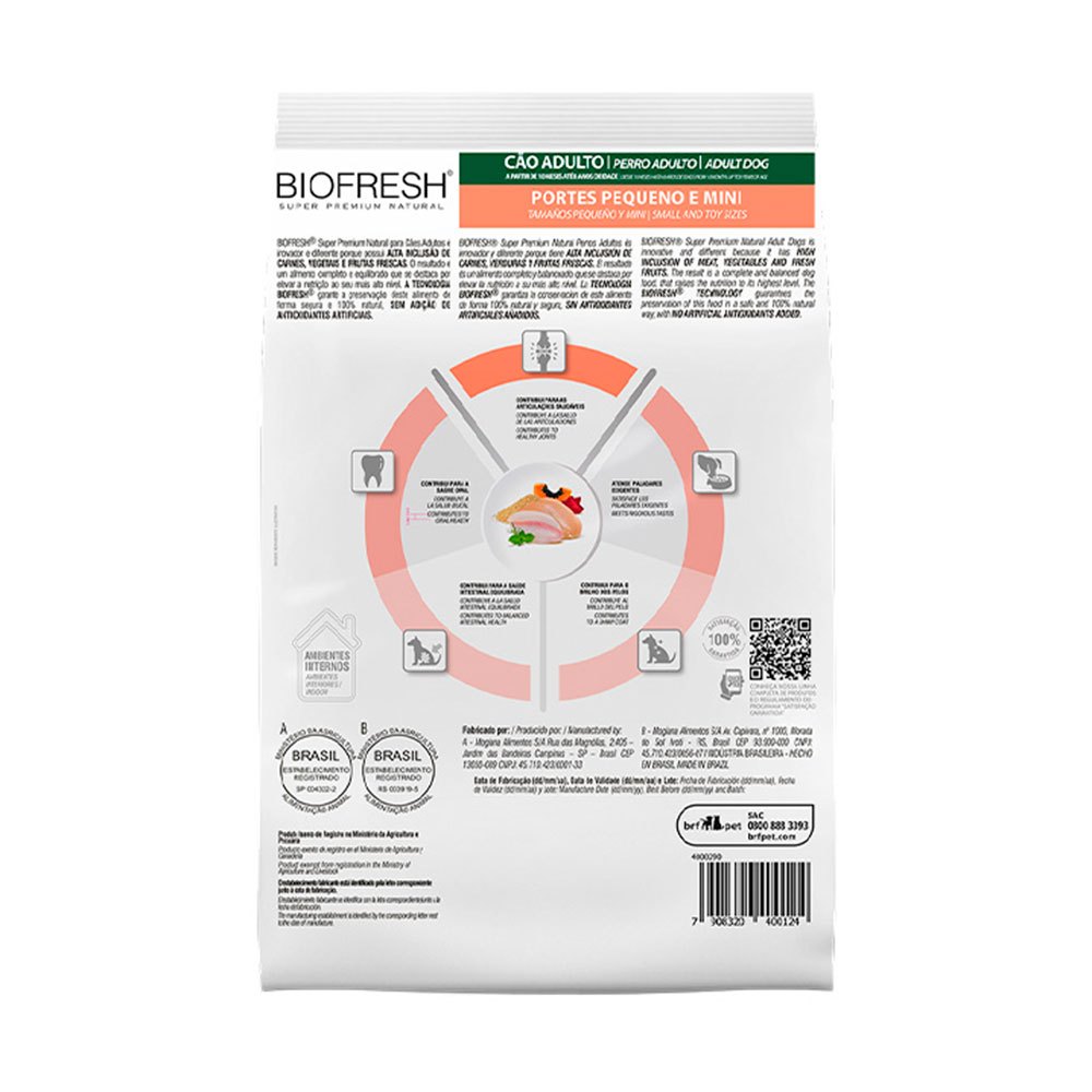 Detalhes do Ração Biofresh Para Cães Adultos de Raças Pequenas e Mini Seleção de Carnes, Frutas e Legumes 15kg