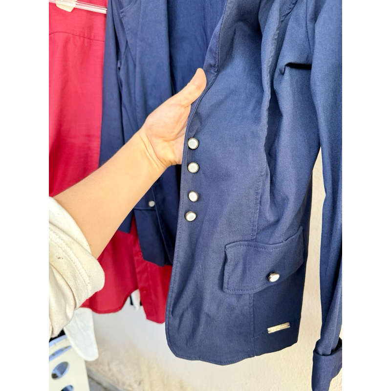 Terninho blazer M estiloso azul marinho acinturado