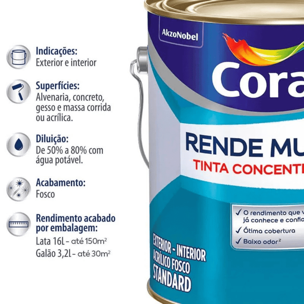 Tinta Para Parede Interna e externa Acrílica Fosco Standard Coral Rende Muito 3,2L · foto 2