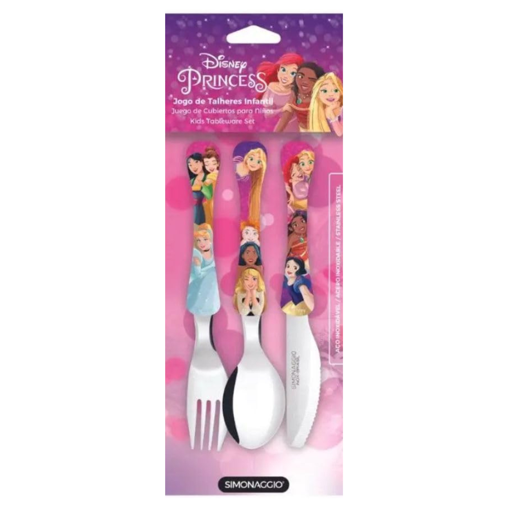 Jogo De Talheres Inox 3 Pcs Infantil Princesas - Disney em Oferta na Shopee