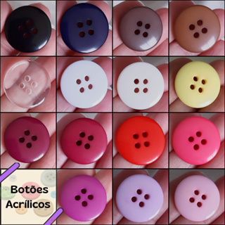 25 Botões Básico acrílico 4 Furos - Escolha a cor - Acessórios para costura e artesanato em Oferta na Shopee