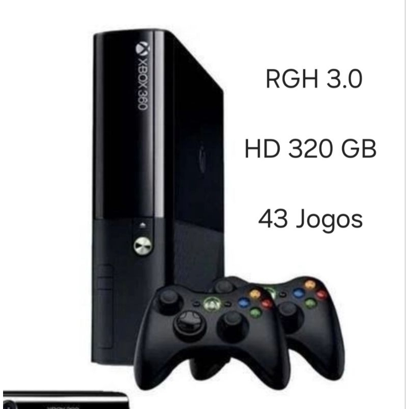 Xbox 360 super slim Destravado RGH 3.0 e LTU 2 controles e hd aurora