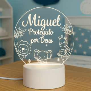 🎁 Luminária Infantil Personalizada com Nome – Protegido por Deus | Presente Dia das Crianças em Oferta na Shopee