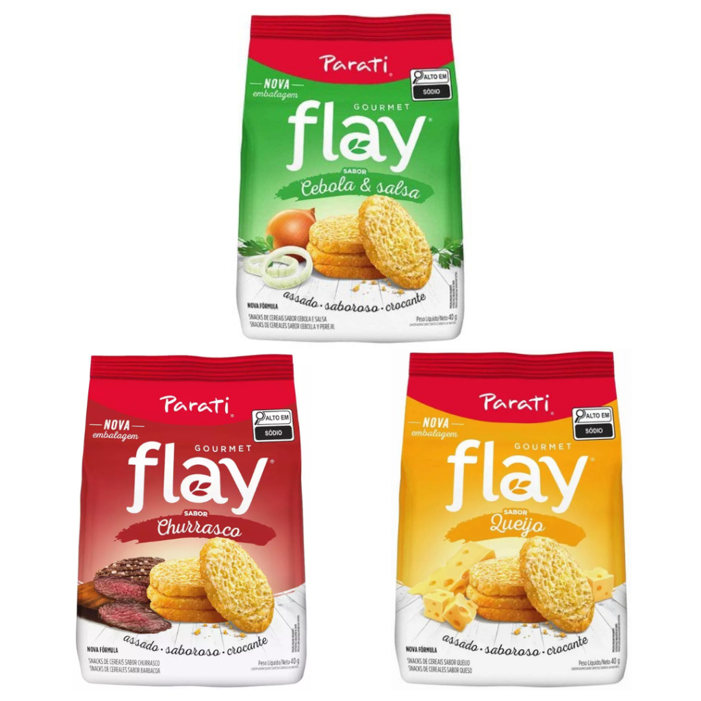 Kit com 6 Flay Gourmet Snack de Cereais/Torrada Parati 40g