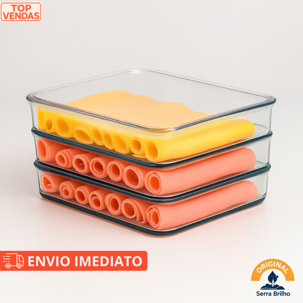 Kit Porta Frios Presunto Queijo Kit Acrílico Resistente Único Duplo Triplo Com Tampa Hermé...