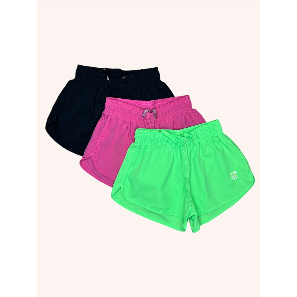 Short para Menina Tactel Kit com 3 Peças Cintura Elástica Cores Lançamento Verão Biquini Moda Praia Piscina 10-16