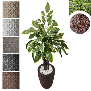 Brasileirinho Artificial Verde Amarelo Croton Vaso Pedra em Oferta na Shopee