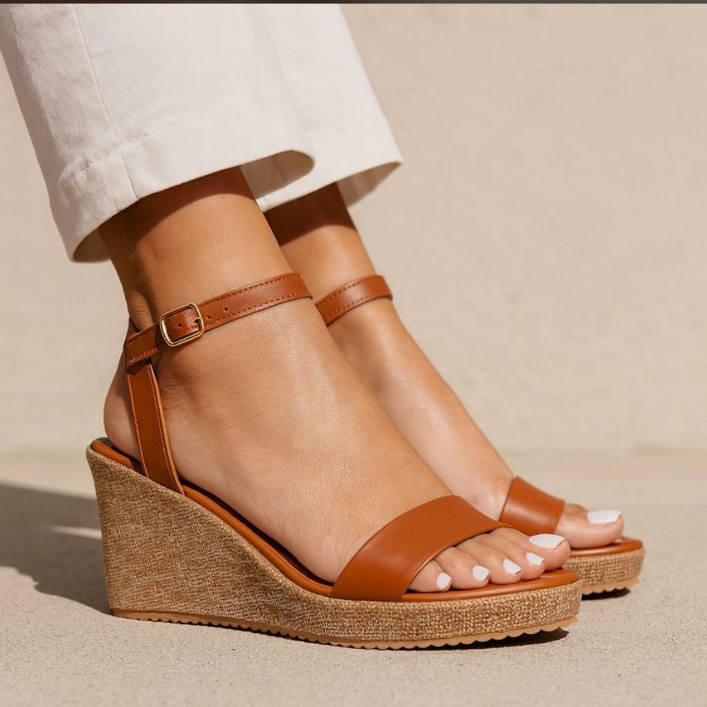 Sandália Anabela Feminina Salto baixo Conforto Verão Plataforma Casual Elegante em Oferta na Shopee