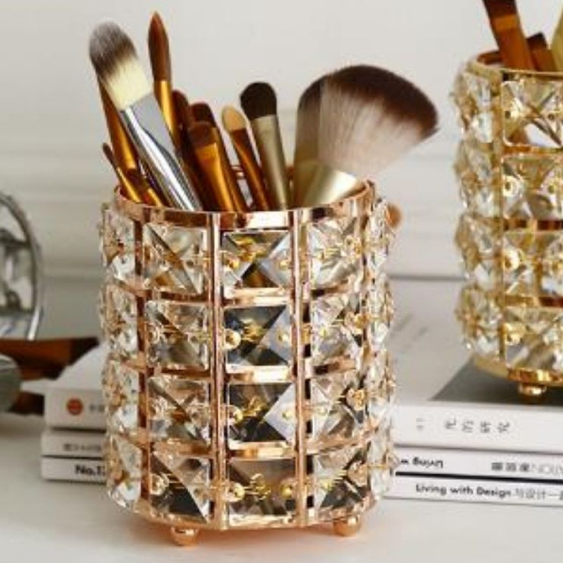 Porta Pincel de Cristal de Luxo p/ Maquiagem e Objetos oferta especial