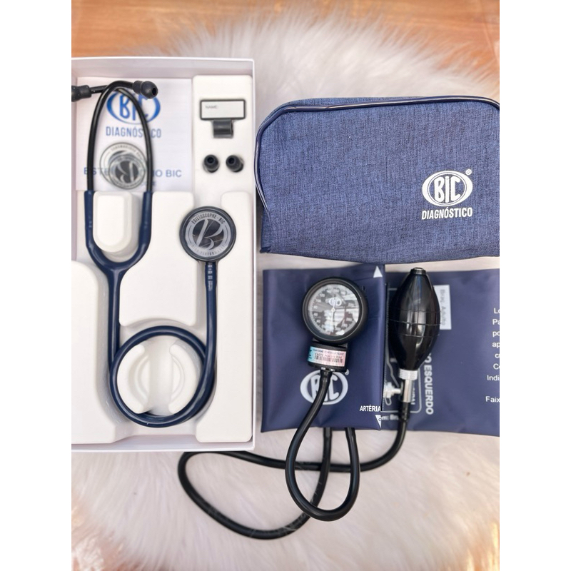 kit BIC Estetoscópio Eternity azul+ esfigmomanômetro BIC azul