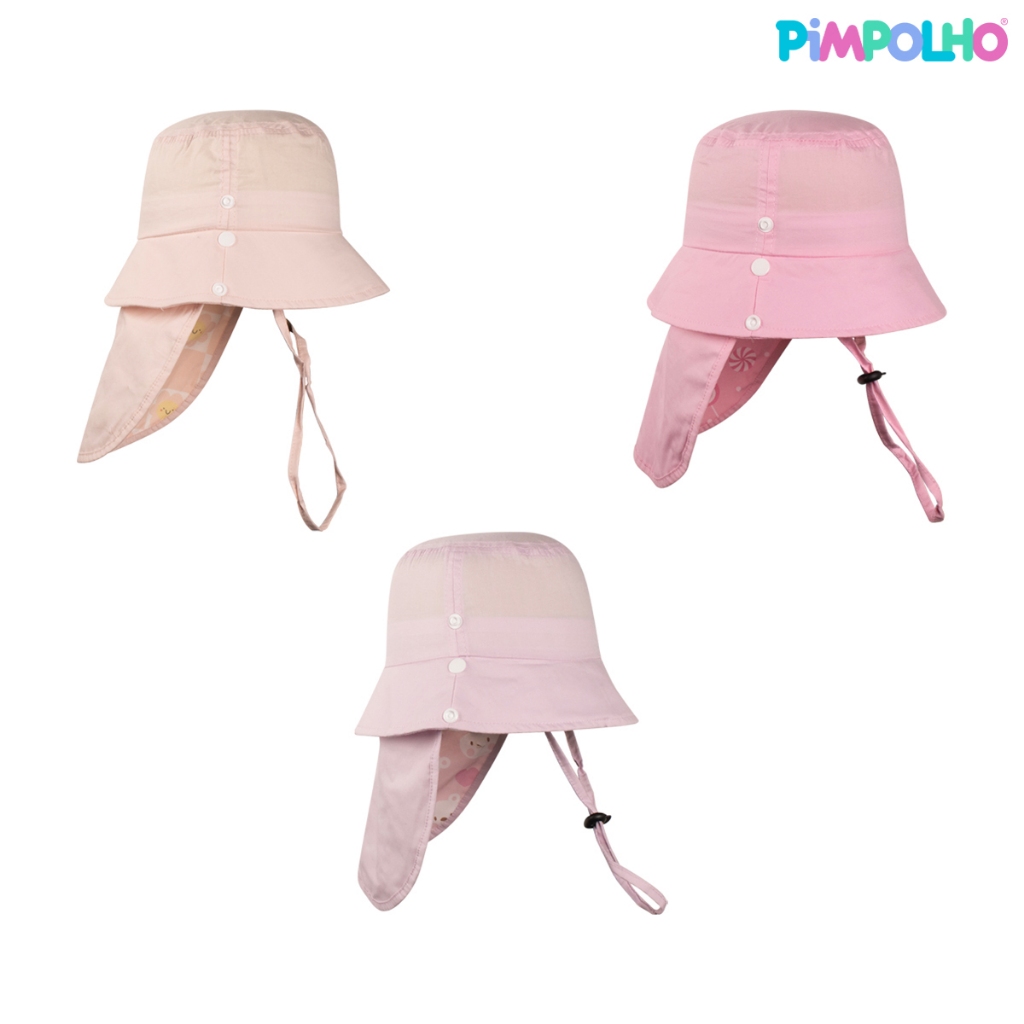 Chapéu Com Proteção de Pescoço UV50+ Bebê 6-24m Feminino Algodão Ajustável Praia Piscina Verão Pimpolho em Oferta na Shopee