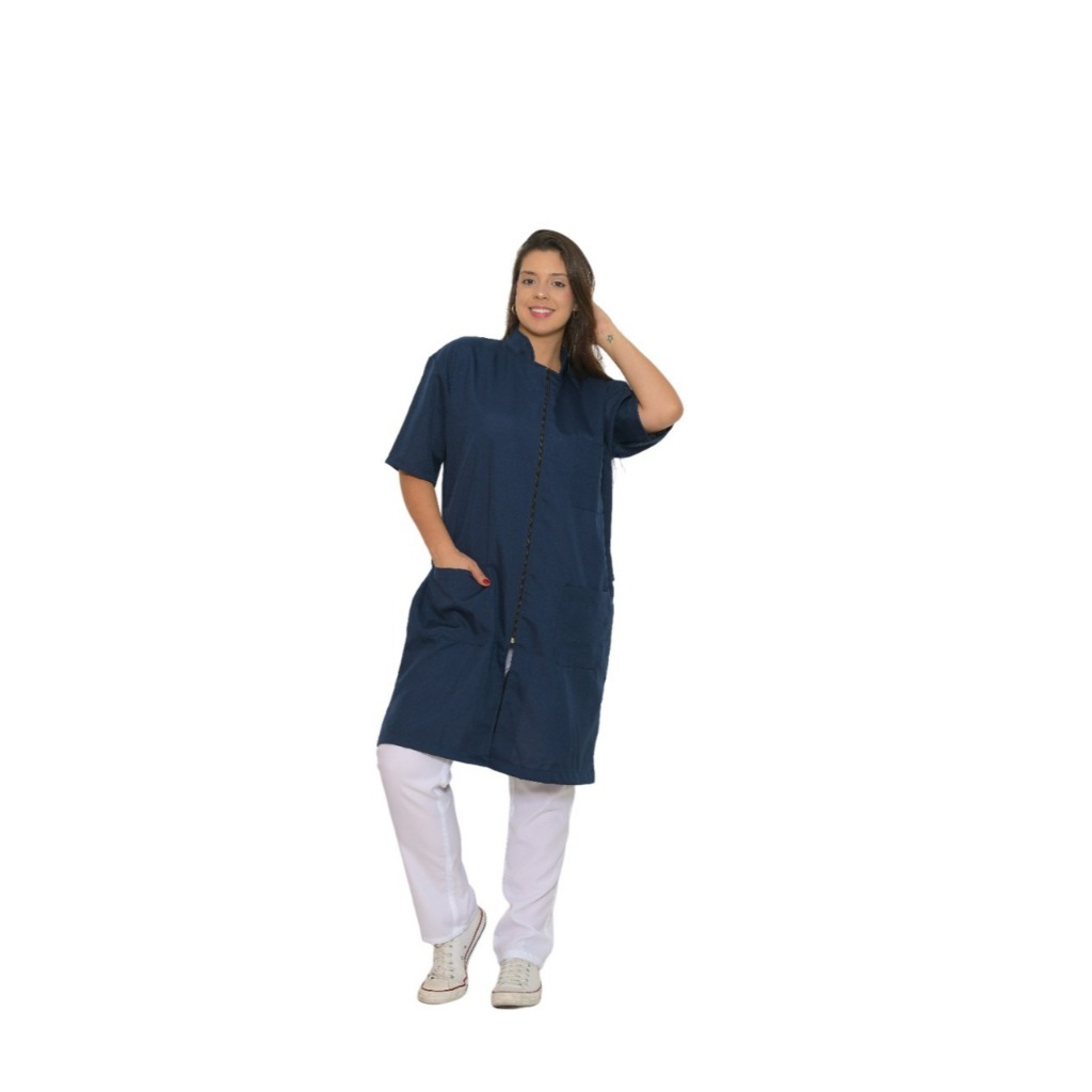 Jaleco Várias Cores Feminino Acinturado Ziper Manga Curta em OXFORD Jalecos para Trabalho 16