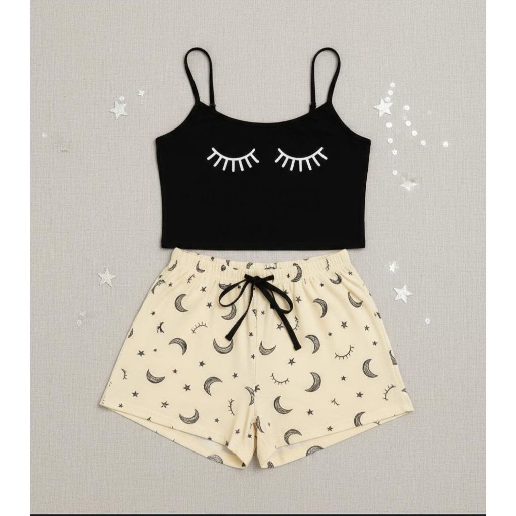 Baby Doll Cropped Cilios Verão Short Blusinha Blogueira