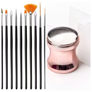 Kit 15 Pincéis Unhas Decoração Nail Art Profissional Com Carimbo de unha transparente em Oferta na Shopee