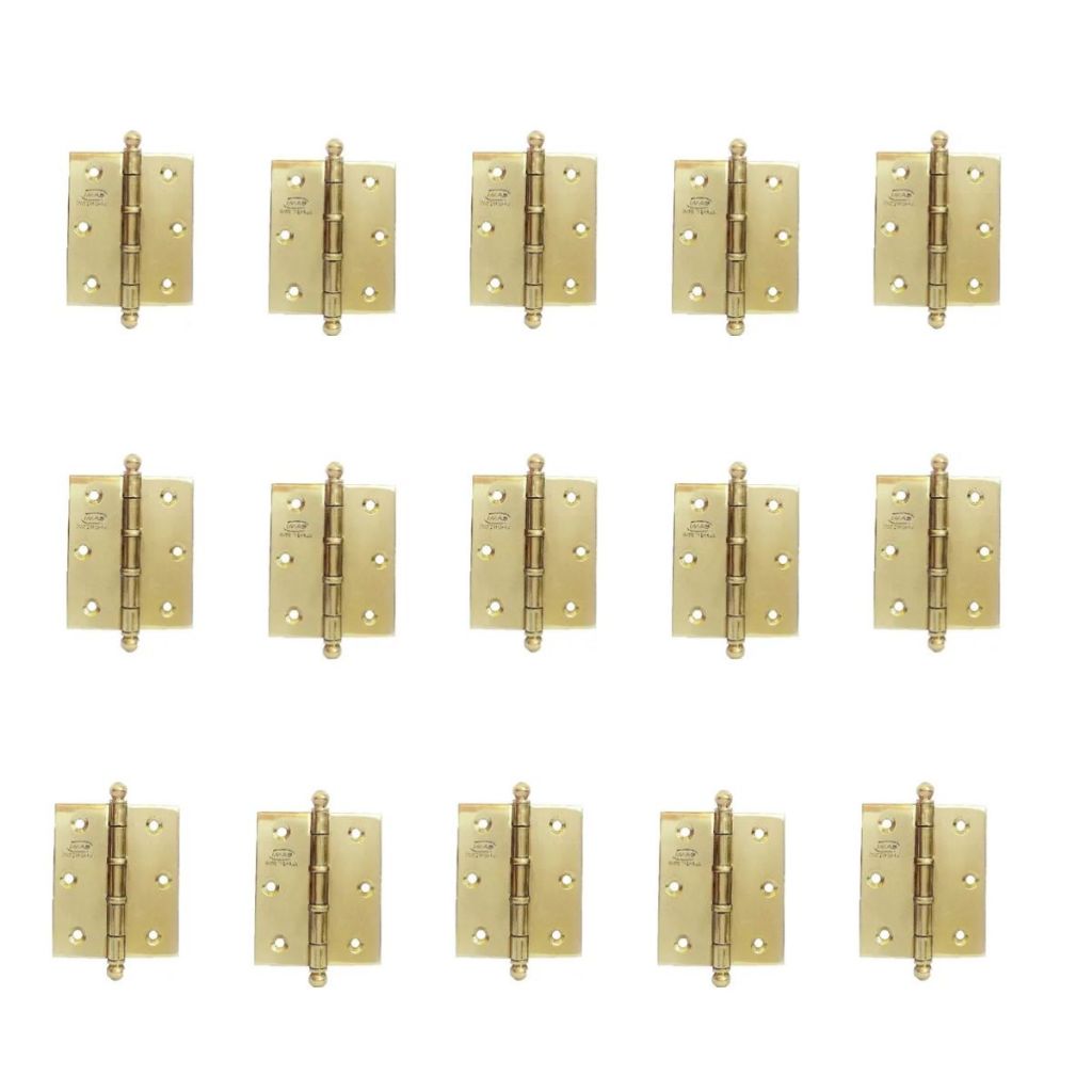 KIT DOBRADIÇA DOURADA BRILHANTE 3 X 2 1/2 IMAB 201 LATÃO - CARTELA COM 3 PEÇAS E PARAFUSOS