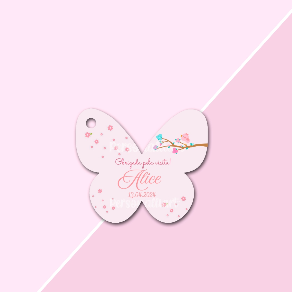 Tags Formato Borboleta Delicada Papel OFFSET 5,3cm x 4,6cm Personalizadas Lembrancinhas, Agradecimentos, Casamento em Oferta na Shopee