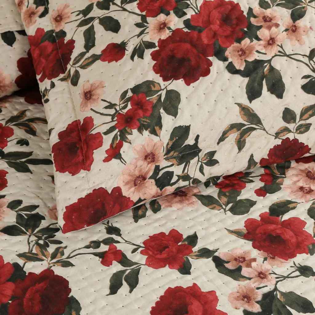 Kit Colcha Cobreleito 3 Peças Casal Queen Bouti Jasmim Estampada Habitat