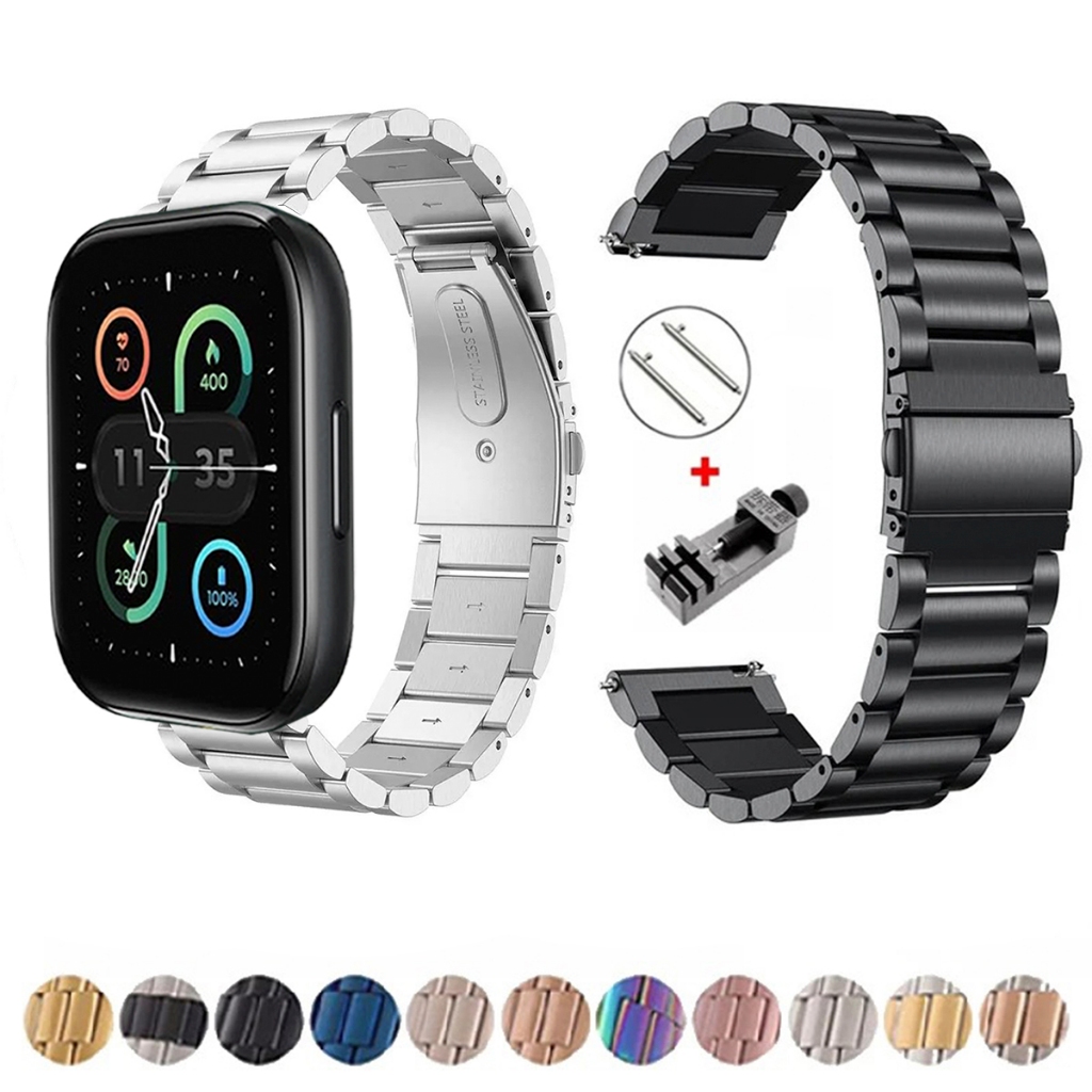 Pulseira de 22mm Metal Elos de aço inox para Smartwatch Moto Watch Fit de Engate Rapido