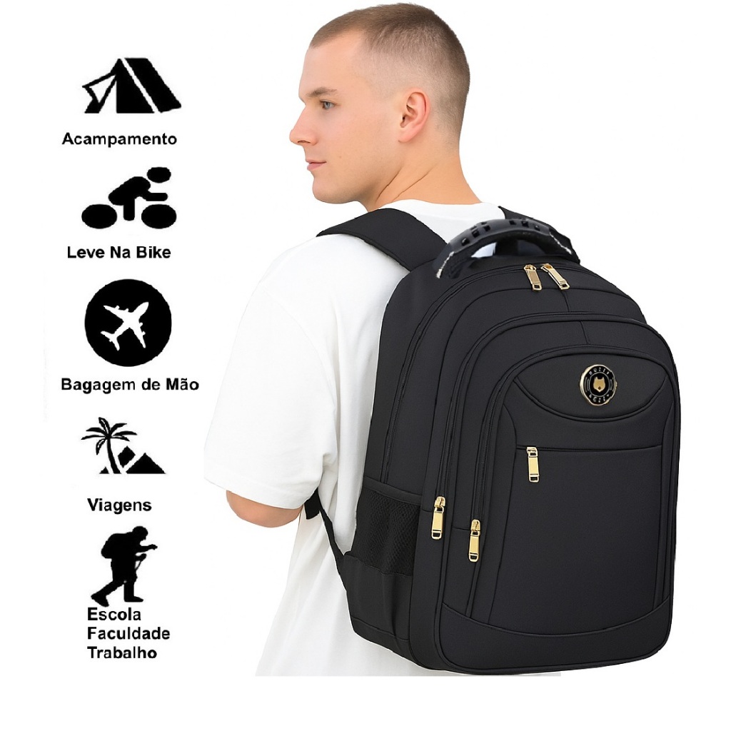 Mochila Bolsa Masculina Feminina Para Notebook 15.6 Reforçada Escolar Grande