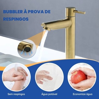 Torneira de banheiro de aço com fechamento de água fria e alça única dourada (mangueira de entrada de água não incluída) em Oferta na Shopee