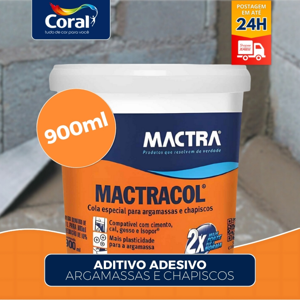 Aditivo Similar Bianco Vedacit Mactracol Coral 900ML Chapisco, Argamassa, Pisos Drywall