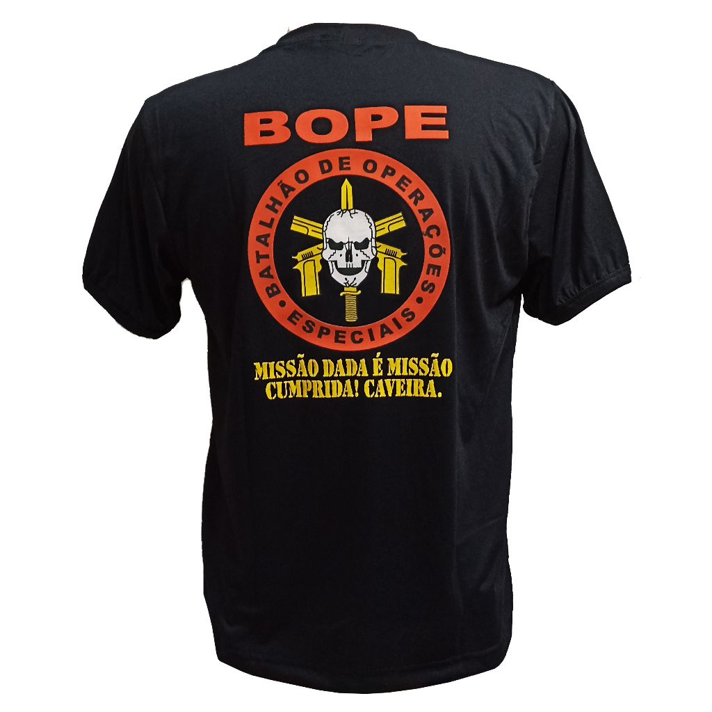 Camiseta BOPE Tropa de Elite Masculina Militar Tática Preta Dry Fit