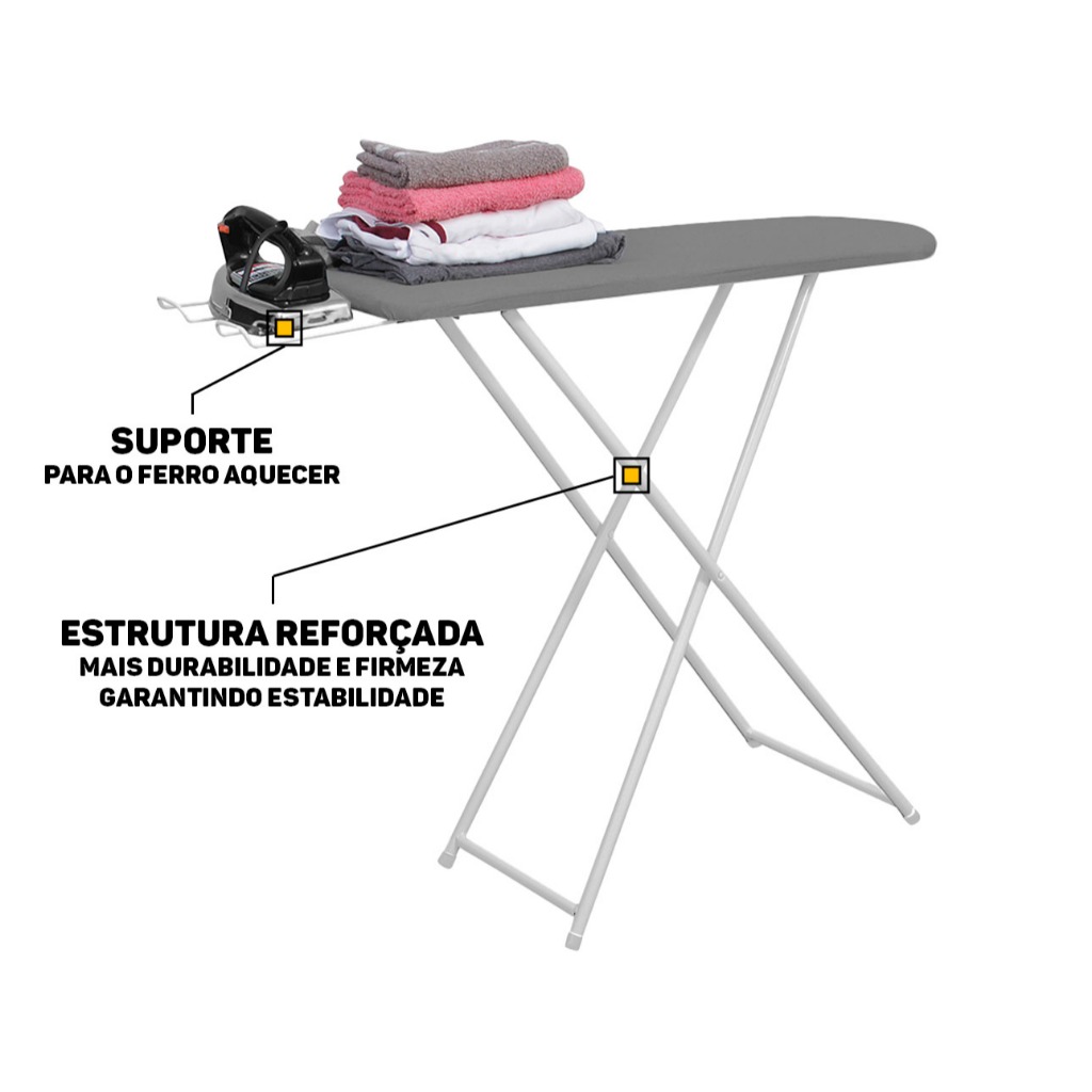 Tabua De Passar Roupa Resistente Reforçada 4 Regulagens Altura Belo Rio Azul / Branco em Oferta na Shopee