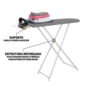 Tabua De Passar Roupa Resistente Reforçada 4 Regulagens Altura Belo Rio Azul / Branco em Oferta na Shopee