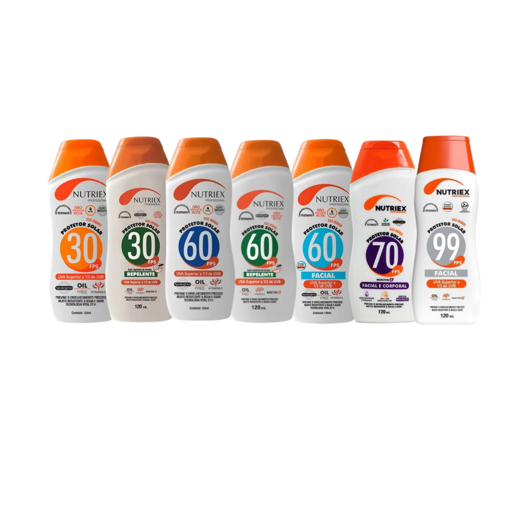 Creme Nutriex Protetor Solar 120ML Profissional Bloqueador Com Ação Uva Uvb Fps 30 60 70 99 Toque Seco