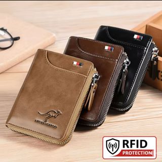 Carteira Masculina de Couro Com Zíper Luxo Proteção RFID Suporte De Cartão em Oferta na Shopee