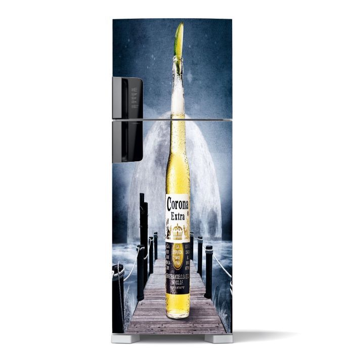 ADESIVO PORTA DE GELADEIRA CERVEJA CORONA - ADESIVO AUTOCOLANTE - CASA DECORAÇÃO