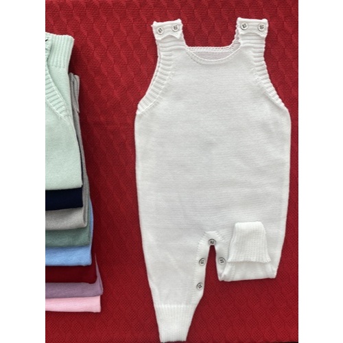 Macacão Jardineira vira pé RN tricot Unissex bebe meino/menina enxoval saida maternidade
