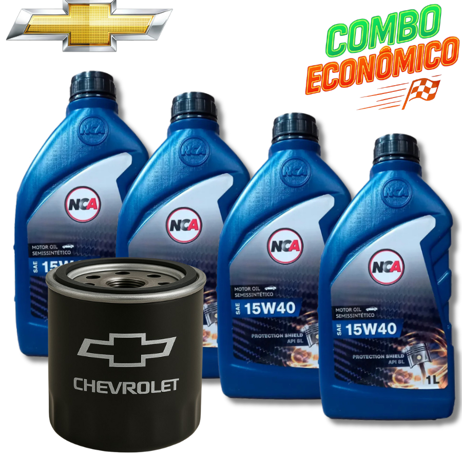 KIT TROCA 4 LITROS DE ÓLEO 15W40 SL + FILTRO GM (CHEVROLET)