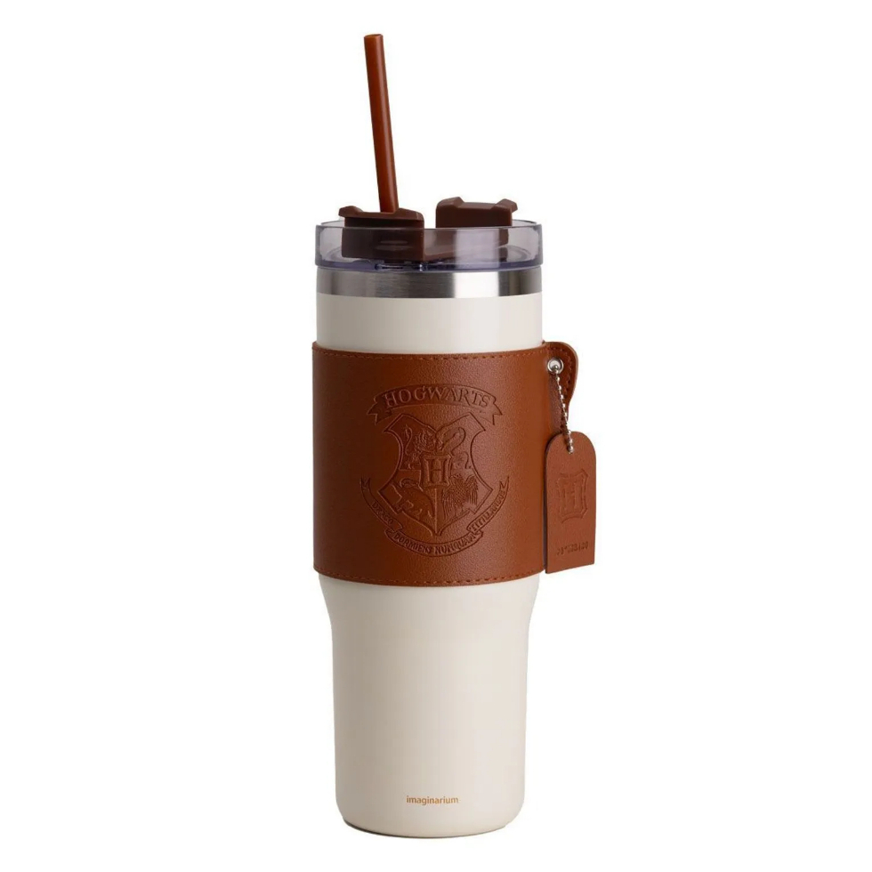 Copo Térmico Branco com Canudo Harry Potter Hogwarts Imaginarium em Oferta na Shopee