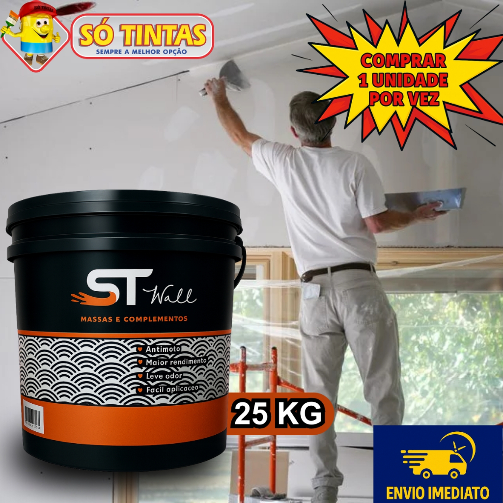 Massa Corrida ST 20kg Branco Interno, Fácil Aplicação, Secagem Rápida, Similar Coral Suvinil Eucatex em Oferta na Shopee