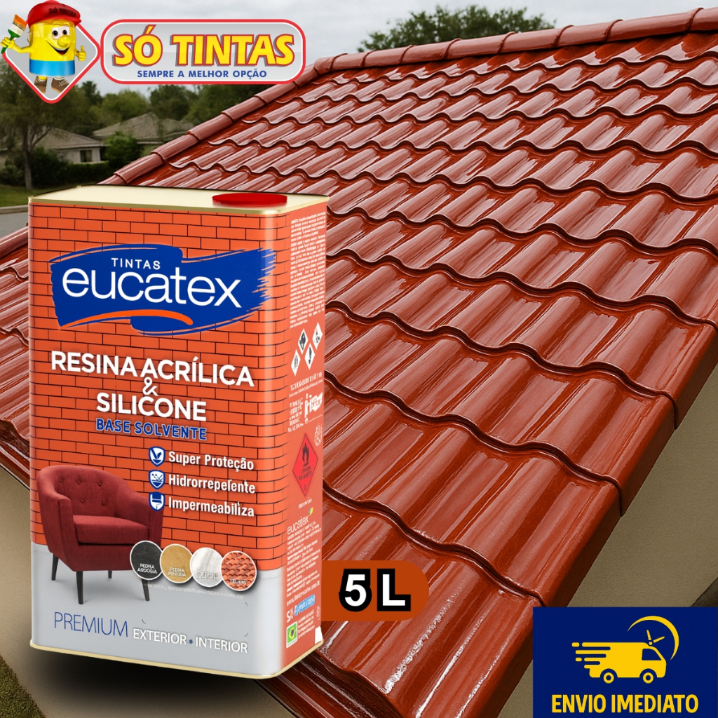 Resina Acrílica Eucatex Base Solvente 5 Litros, Impermeabilizante Hidrorrepelente Incolor Brilhante em Oferta na Shopee