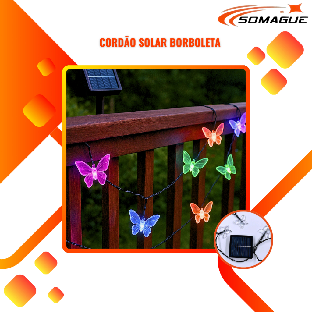 Cordão De Luzes Solares Para Jardim, 5 Metros 20 Borboleta Para Casa Iluminação De Natal