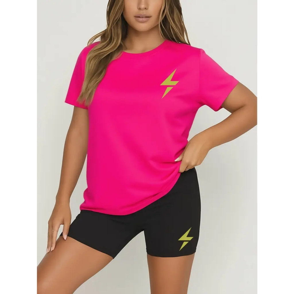 CONJUNTO FEMININO ACADEMIA CAMISETA+BERMUDA LEGGINGS CÓS ALTO ESTILOSO E CONFORTAVÉL