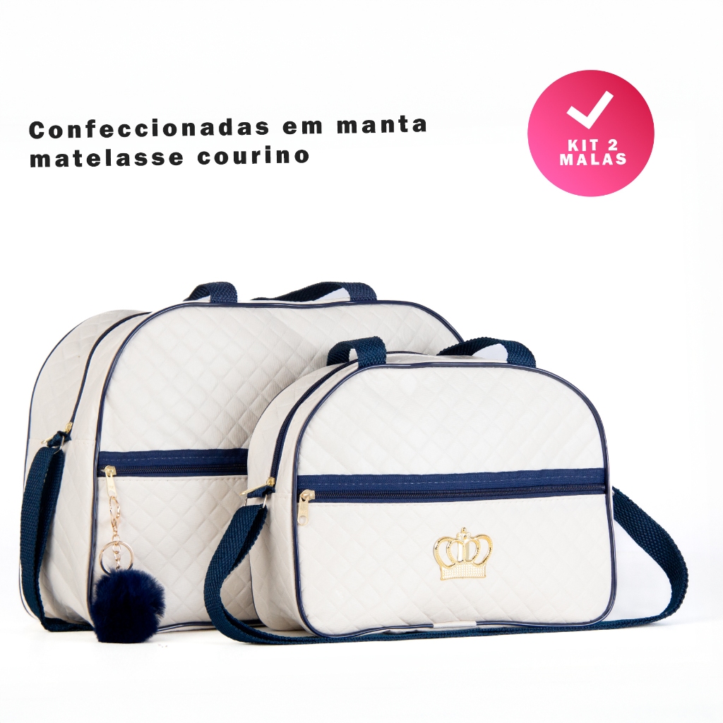 Kit 2 Bolsa Maternidade Menino/Menina Mala Para Bebê de Luxo Várias Cores C/ Pompom ENTREGA RÁPIDA