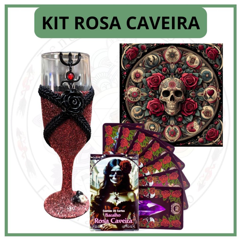KIT Dona Rosa C - Taça, Tarot, Toalha de Tarot