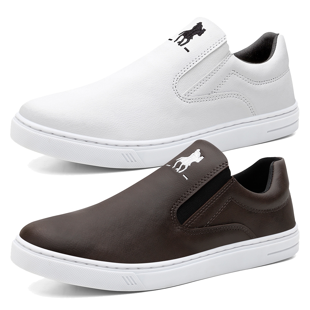 Kit 2 Pares de Sapatenis Polo Plus Original Tênis Slip On