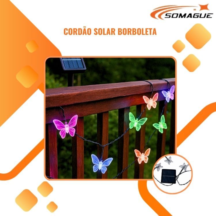 Cordão De Luzes Solares Para Jardim, 5 Metros 20 Borboleta Para Casa Iluminação De Natal