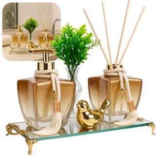 Kit Lavabo Banheiro Luxo Porta Sabonete e Difusor  C/ Bandeja + Enfeites em Oferta na Shopee