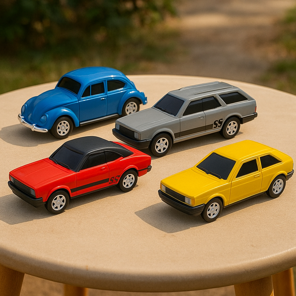 Kit 4 carros de Brinquedo Retro Gol Quadrado Caravan SS Opala SS Fusca colecionavel dia das criança