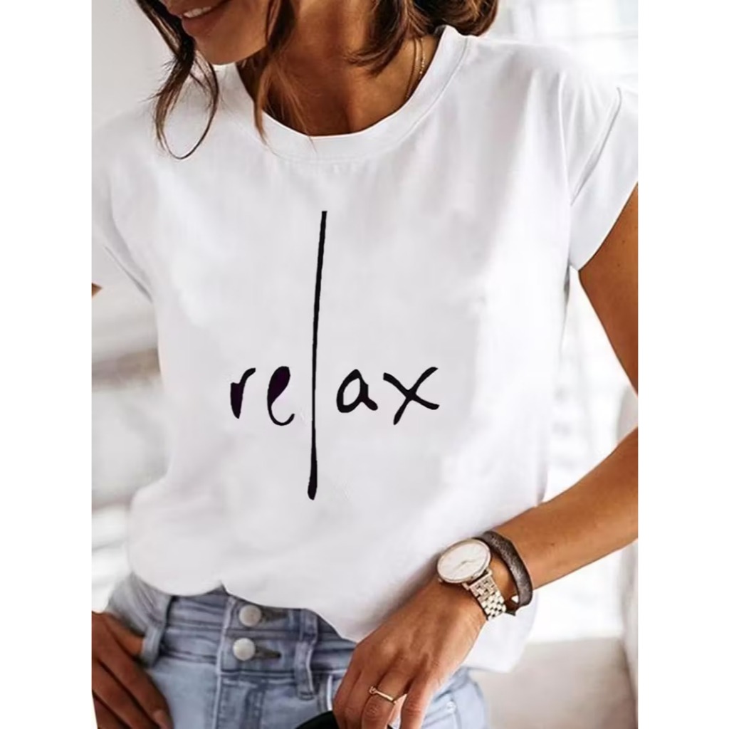 Camiseta Casual Algodão Premium Relax Relaxar Paz Calma Escrita Plus Size Infantil Streetwear