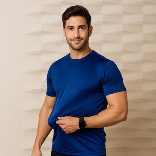 Camiseta Poliéster DryFit Masculina Lisa Treino Academia Corrida Casual Esportes Confortável