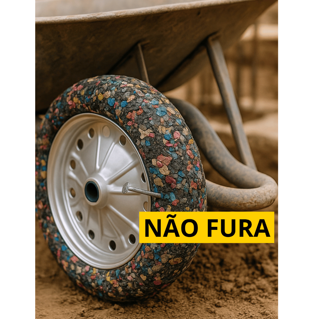 Detalhes do Roda Pneu Maciço Force Não Fura 3.25x8 Carrinho De Mão 150kg