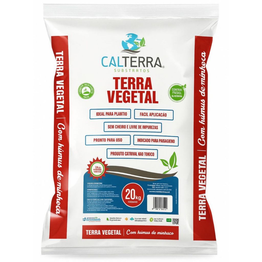 Terra Vegetal adubada com Húmus de Minhoca 3kg a 20kg Calterra. em Oferta na Shopee