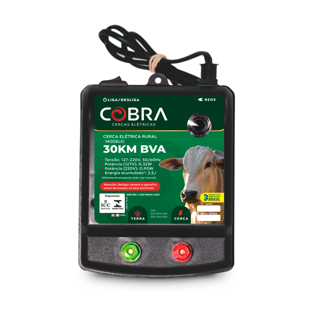 Aparelho De Choque Eletrificador Cobra Cerca Rural 30km Bivolt Automático 127/220v