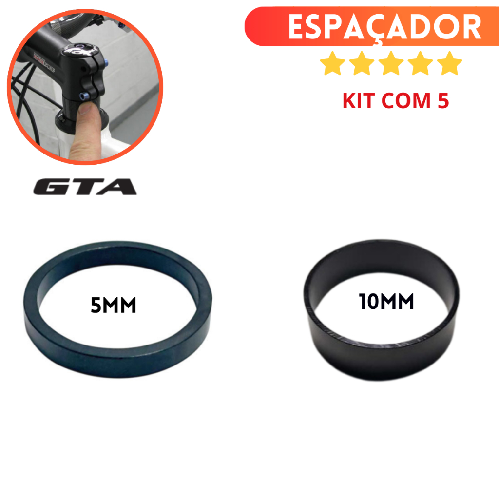 5 Espaçador De Direção Alumínio Ahead 10 ou 5mm/ Bike Preto em Oferta na Shopee